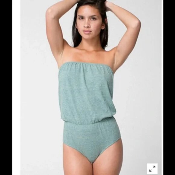 American Apparel Tri-Lemon High Waisted Body Suit Brief Romper, Size: L - Picture 2 of 5